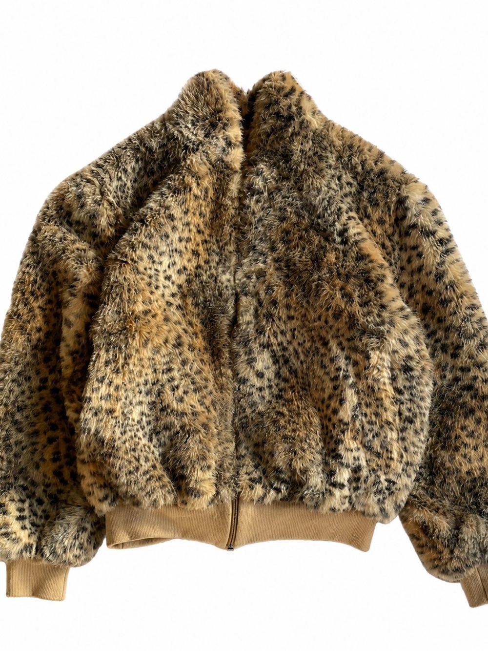 St. John Leopard Print Faux Fur Coat - Tan & Black